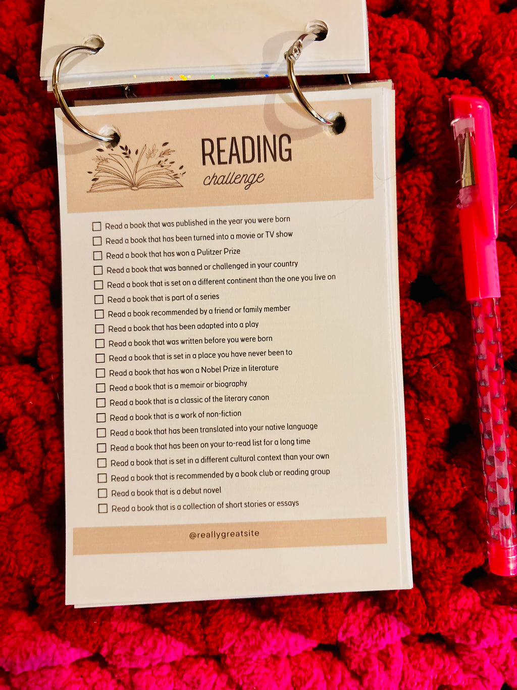 Mini Reading Journal with Pen